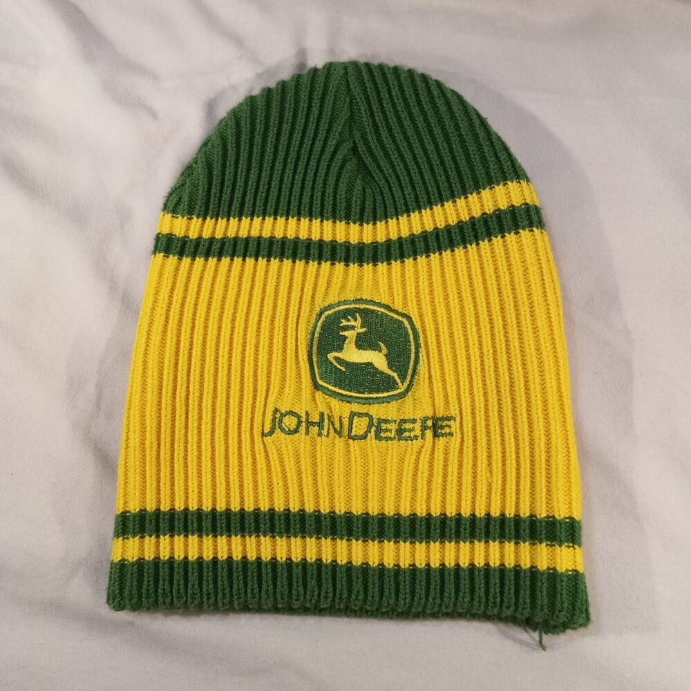 John Deere Green & Yellow Knit Beanie – Youth One Size‎